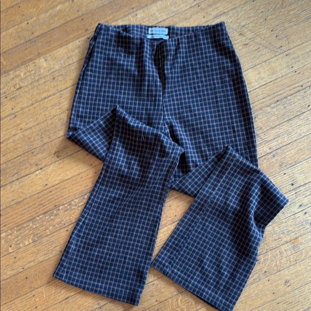 Urban Outfitters Navy and Brown Checkered Trousers
